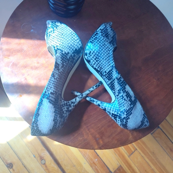 Aldo Juliette snakeskin peep toe hidden platform sky high stiletto heels - Picture 3 of 6